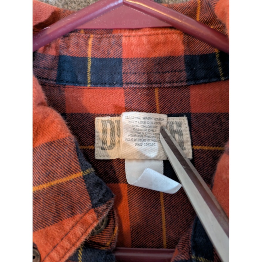 Duluth‎ Trading Shirt Men's Med Orange Plaid Button Up Long Sleeve Soft Flannel - Picture 7 of 10